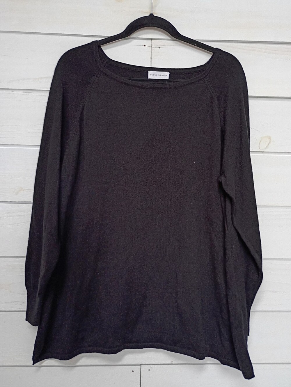 Susan Graver Black Long Sleeve Tunic Sweater - Size 1x